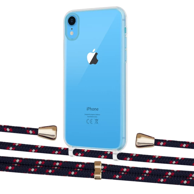 Чехол Upex Crossbody Protection Case для iPhone XR Crystal with Aide Blue Marine and Casquette Gold (UP101897)