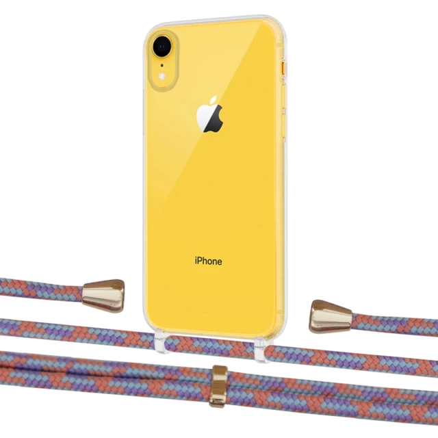 Чехол Upex Crossbody Protection Case для iPhone XR Crystal with Aide Blue Sunset and Casquette Gold (UP101899)