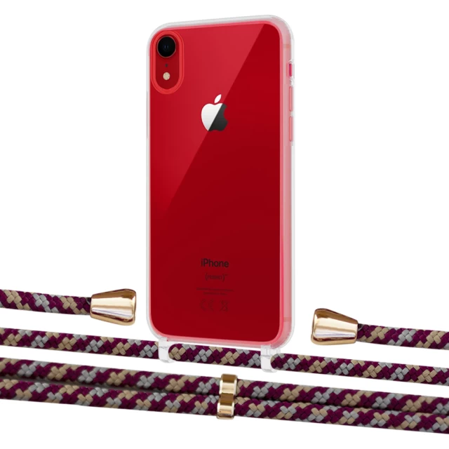 Чохол Upex Crossbody Protection Case для iPhone XR Crystal with Aide Burgundy Camouflage and Casquette Gold (UP101901)