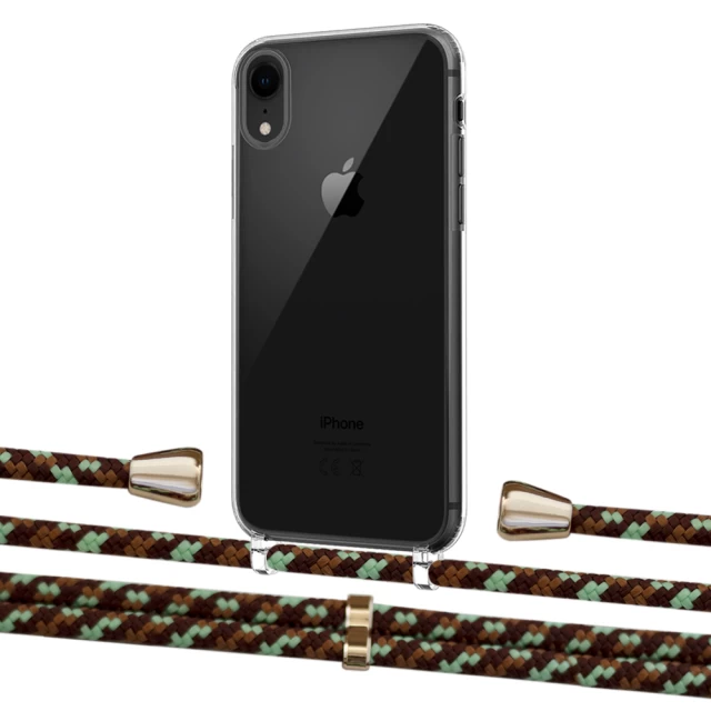 Чехол Upex Crossbody Protection Case для iPhone XR Crystal with Aide Cinnamon Camouflage and Casquette Gold (UP101903)
