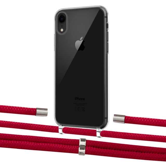 Чехол Upex Crossbody Protection Case для iPhone XR Crystal with Aide Red and Cap Silver (UP101912)