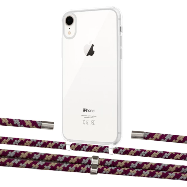 Чохол Upex Crossbody Protection Case для iPhone XR Crystal with Aide Burgundy Camouflage and Cap Silver (UP101936)