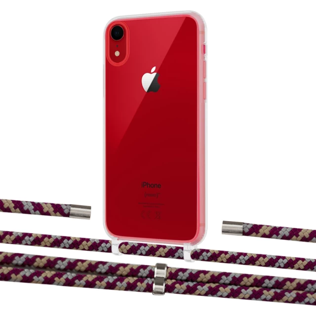 Чехол Upex Crossbody Protection Case для iPhone XR Crystal with Aide Burgundy Camouflage and Cap Silver (UP101936)