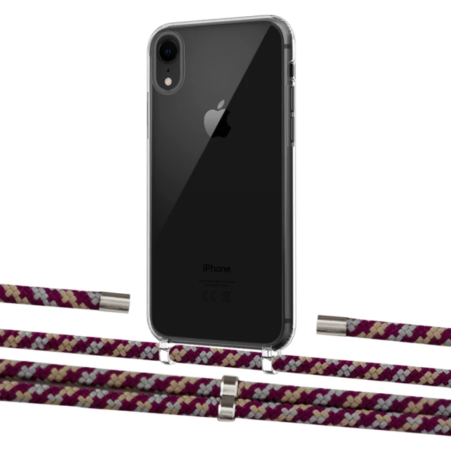 Чохол Upex Crossbody Protection Case для iPhone XR Crystal with Aide Burgundy Camouflage and Cap Silver (UP101936)