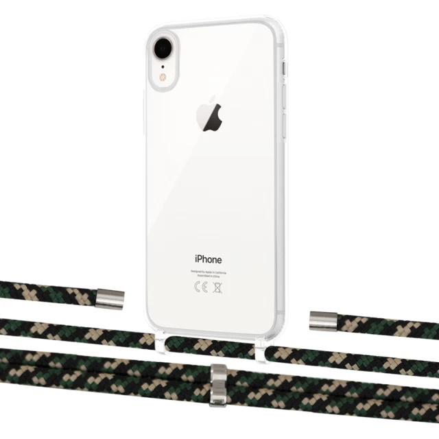 Чехол Upex Crossbody Protection Case для iPhone XR Crystal with Aide Juniper Camouflage and Cap Silver (UP101937)