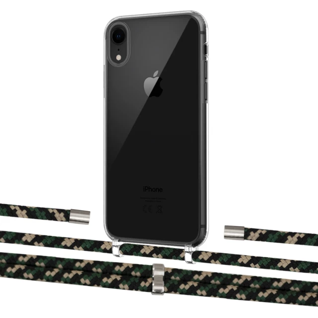 Чохол Upex Crossbody Protection Case для iPhone XR Crystal with Aide Juniper Camouflage and Cap Silver (UP101937)