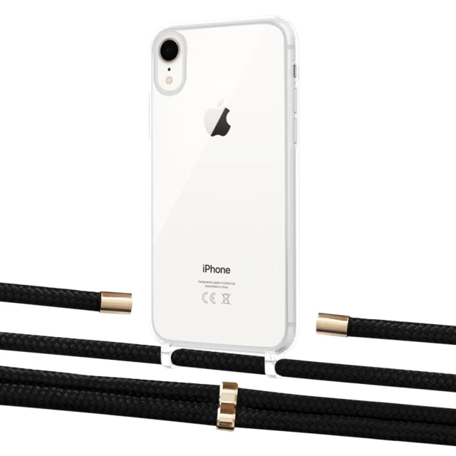 Чехол Upex Crossbody Protection Case для iPhone XR Crystal with Aide Black and Cap Gold (UP101946)