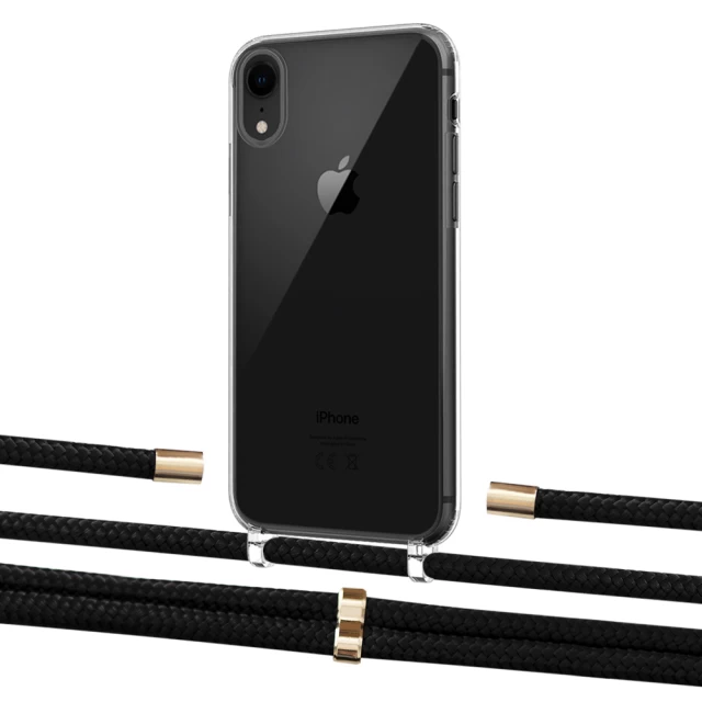 Чохол Upex Crossbody Protection Case для iPhone XR Crystal with Aide Black and Cap Gold (UP101946)