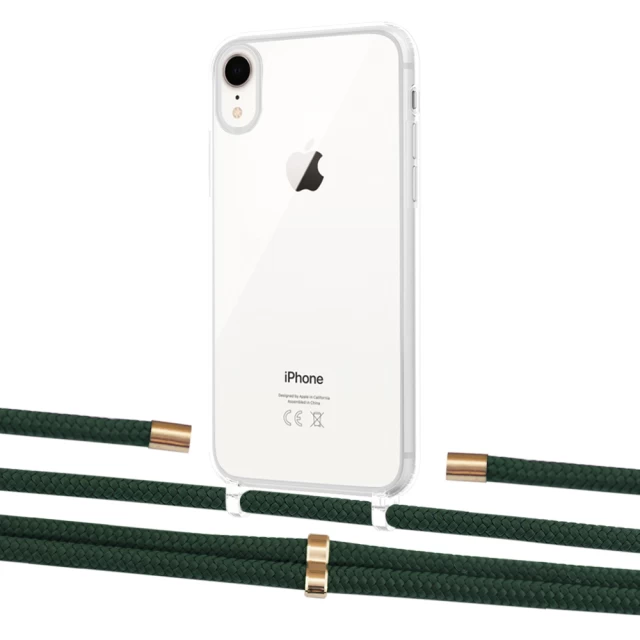Чехол Upex Crossbody Protection Case для iPhone XR Crystal with Aide Cyprus Green and Cap Gold (UP101954)