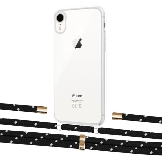 Чохол Upex Crossbody Protection Case для iPhone XR Crystal with Aide Black Dots and Cap Gold (UP101965)
