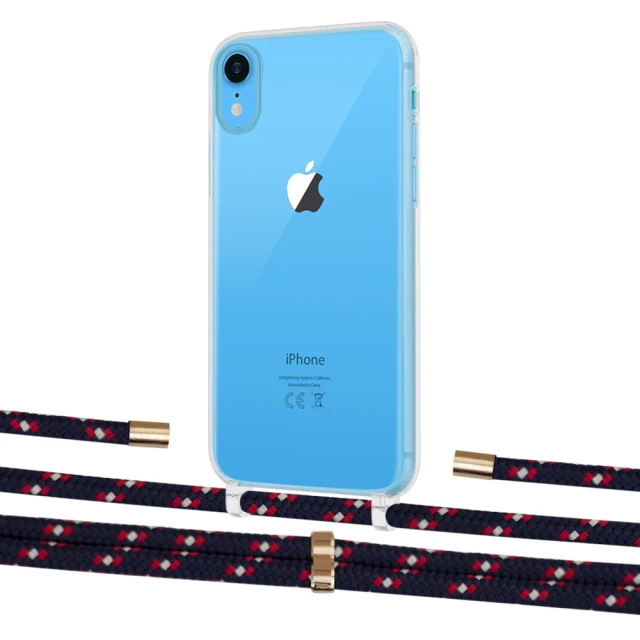 Чехол Upex Crossbody Protection Case для iPhone XR Crystal with Aide Blue Marine and Cap Gold (UP101967)