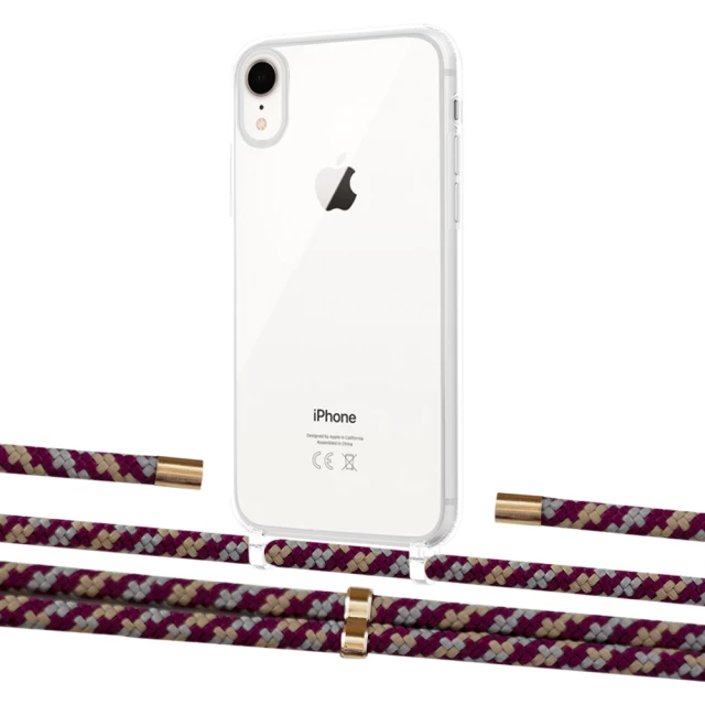 Чехол Upex Crossbody Protection Case для iPhone XR Crystal with Aide Burgundy Camouflage and Cap Gold (UP101971)