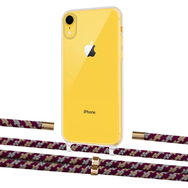 Чехол Upex Crossbody Protection Case для iPhone XR Crystal with Aide Burgundy Camouflage and Cap Gold (UP101971)