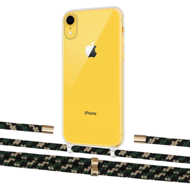 Чохол Upex Crossbody Protection Case для iPhone XR Crystal with Aide Juniper Camouflage and Cap Gold (UP101972)