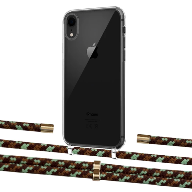 Чохол Upex Crossbody Protection Case для iPhone XR Crystal with Aide Cinnamon Camouflage and Cap Gold (UP101973)