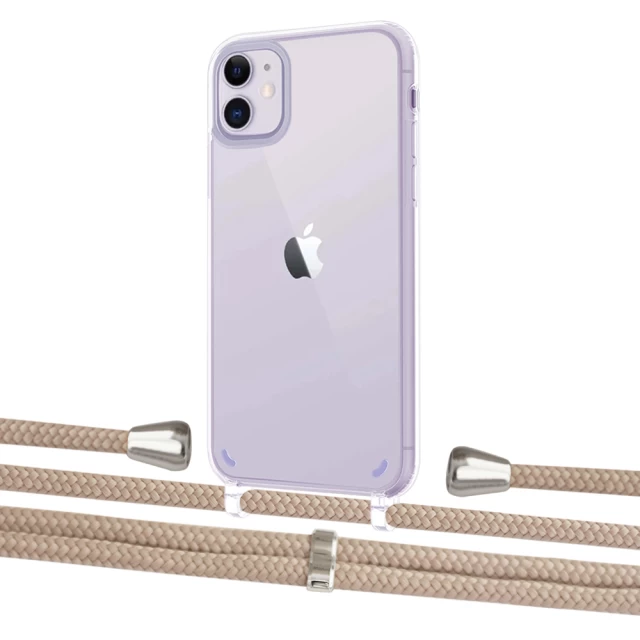 Чохол Upex Crossbody Protection Case для iPhone 11 Crystal with Aide Peony Pink and Casquette Silver (UP102416)