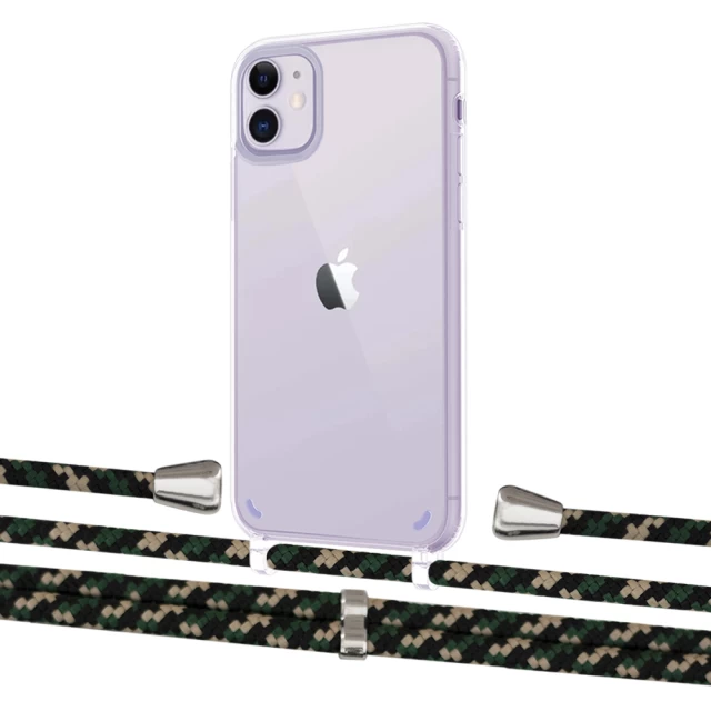 Чохол Upex Crossbody Protection Case для iPhone 11 Crystal with Aide Juniper Camouflage and Casquette Silver (UP102427)