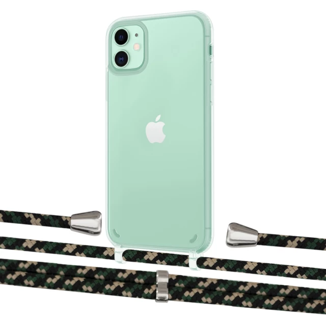 Чохол Upex Crossbody Protection Case для iPhone 11 Crystal with Aide Juniper Camouflage and Casquette Silver (UP102427)