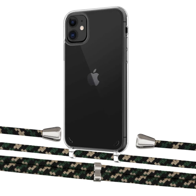 Чехол Upex Crossbody Protection Case для iPhone 11 Crystal with Aide Juniper Camouflage and Casquette Silver (UP102427)