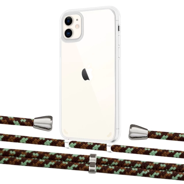 Чехол Upex Crossbody Protection Case для iPhone 11 Crystal with Aide Cinnamon Camouflage and Casquette Silver (UP102428)