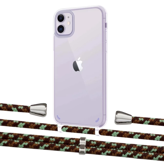 Чохол Upex Crossbody Protection Case для iPhone 11 Crystal with Aide Cinnamon Camouflage and Casquette Silver (UP102428)