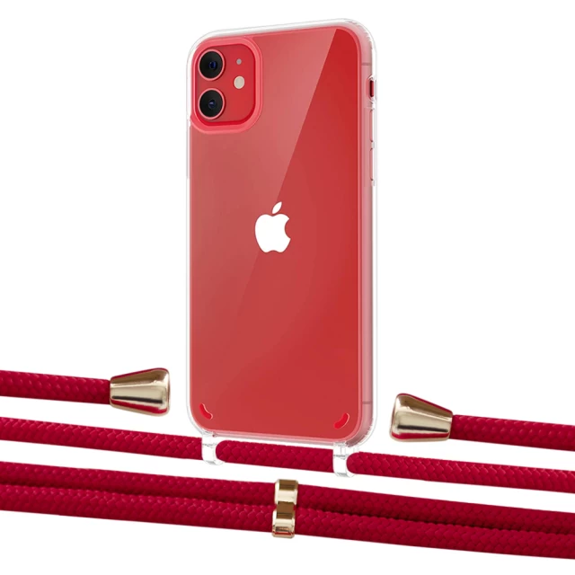 Чохол Upex Crossbody Protection Case для iPhone 11 Crystal with Aide Red and Casquette Gold (UP102437)