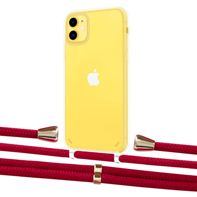 Чехол Upex Crossbody Protection Case для iPhone 11 Crystal with Aide Red and Casquette Gold (UP102437)