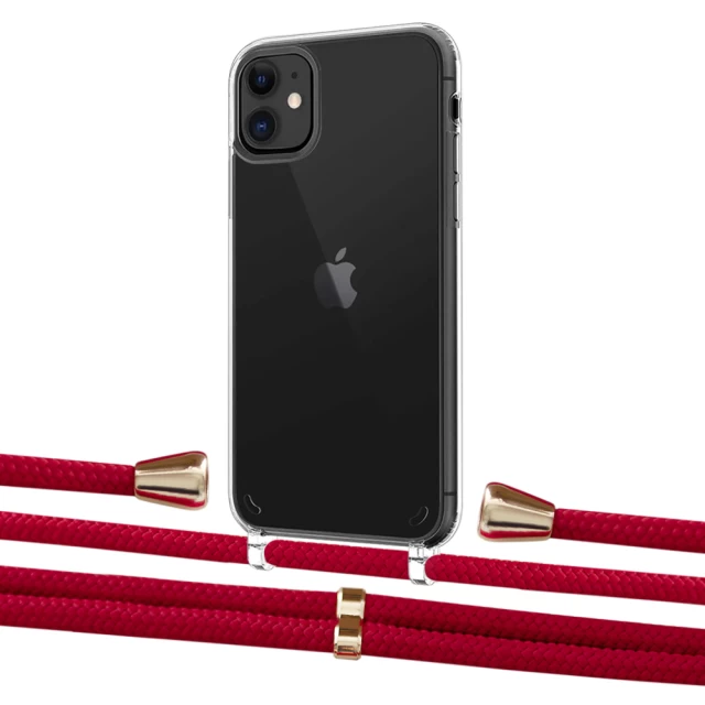 Чехол Upex Crossbody Protection Case для iPhone 11 Crystal with Aide Red and Casquette Gold (UP102437)