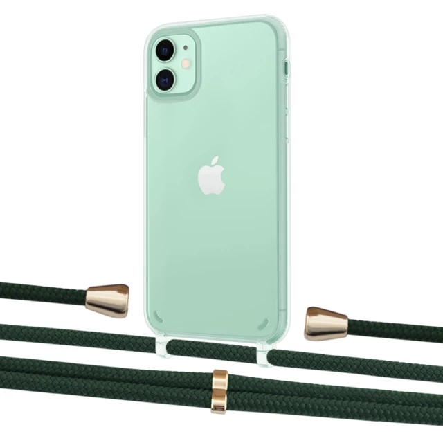 Чохол Upex Crossbody Protection Case для iPhone 11 Crystal with Aide Cyprus Green and Casquette Gold (UP102444)