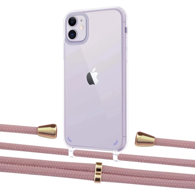 Чехол Upex Crossbody Protection Case для iPhone 11 Crystal with Aide Carnation and Casquette Gold (UP102446)