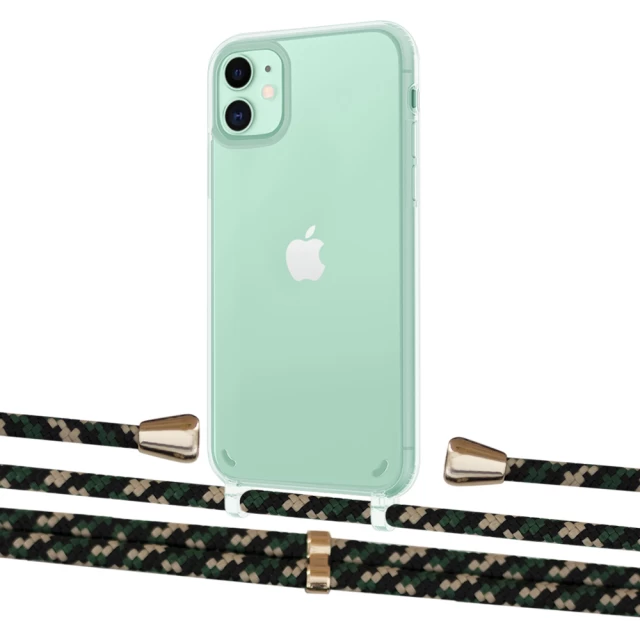 Чохол Upex Crossbody Protection Case для iPhone 11 Crystal with Aide Juniper Camouflage and Casquette Gold (UP102462)