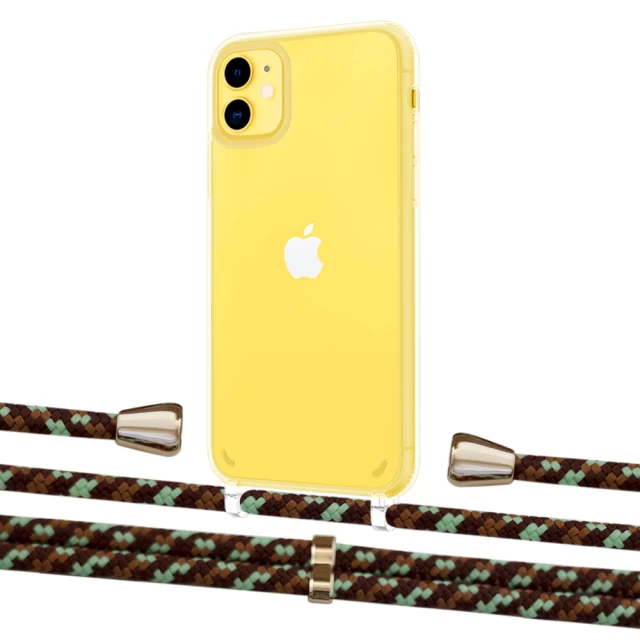 Чехол Upex Crossbody Protection Case для iPhone 11 Crystal with Aide Cinnamon Camouflage and Casquette Gold (UP102463)