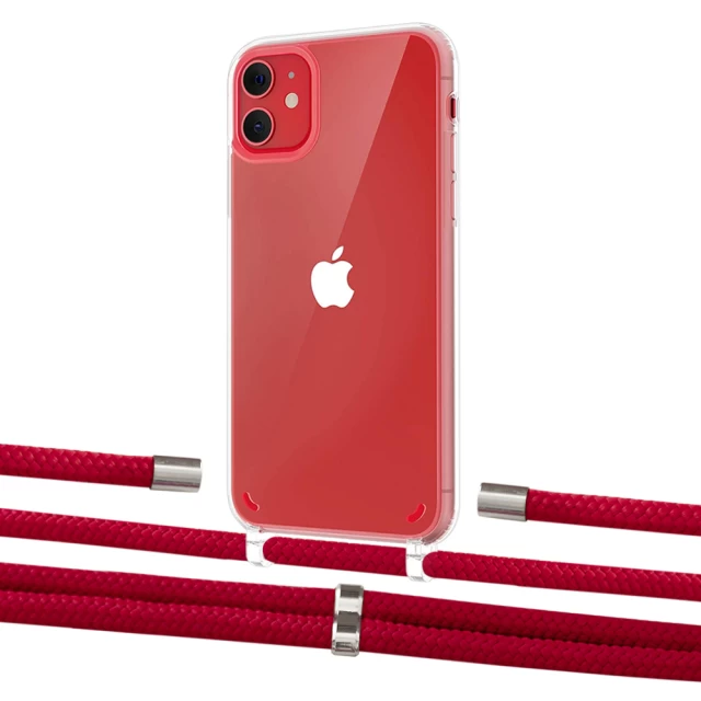 Чехол Upex Crossbody Protection Case для iPhone 11 Crystal with Aide Red and Cap Silver (UP102472)