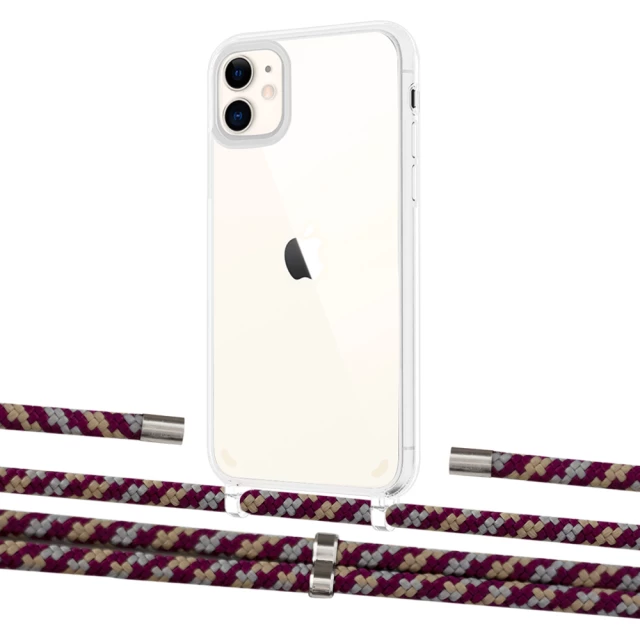 Чехол Upex Crossbody Protection Case для iPhone 11 Crystal with Aide Burgundy Camouflage and Cap Silver (UP102496)