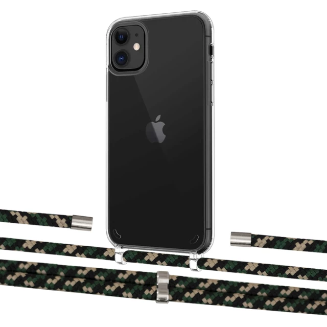 Чохол Upex Crossbody Protection Case для iPhone 11 Crystal with Aide Juniper Camouflage and Cap Silver (UP102497)