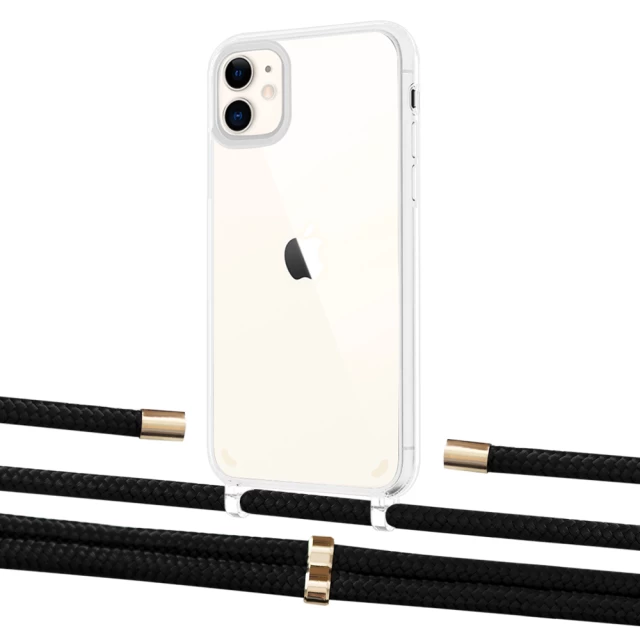Чехол Upex Crossbody Protection Case для iPhone 11 Crystal with Aide Black and Cap Gold (UP102506)