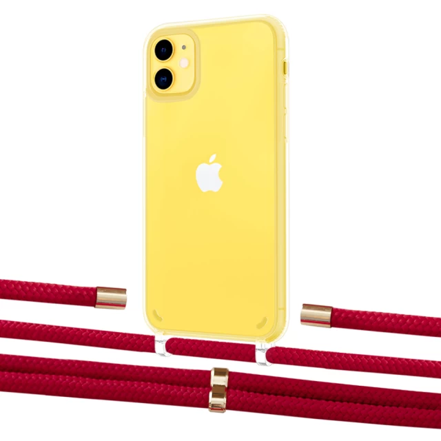 Чехол Upex Crossbody Protection Case для iPhone 11 Crystal with Aide Red and Cap Gold (UP102507)