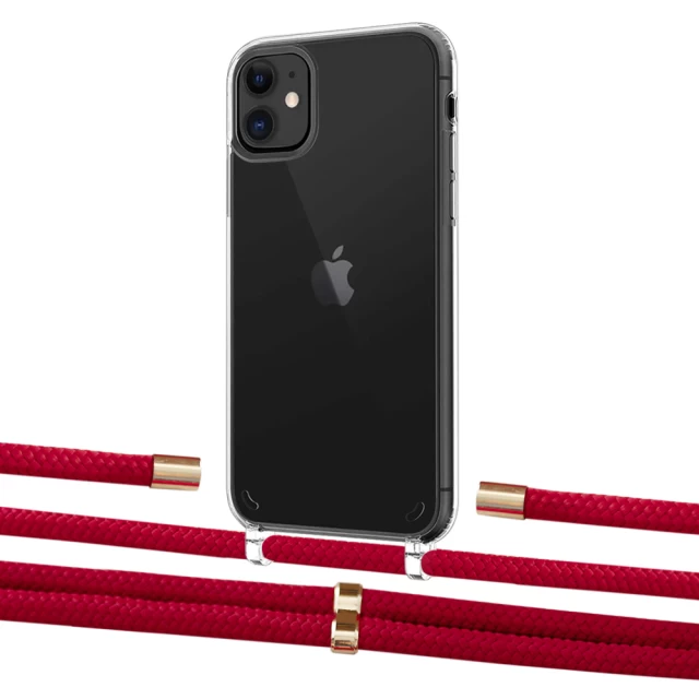 Чохол Upex Crossbody Protection Case для iPhone 11 Crystal with Aide Red and Cap Gold (UP102507)