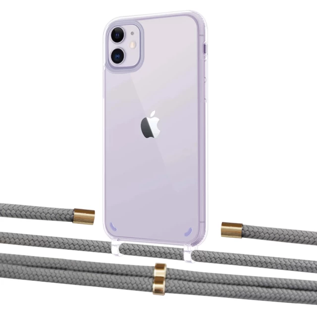 Чехол Upex Crossbody Protection Case для iPhone 11 Crystal with Aide Gray and Cap Gold (UP102517)