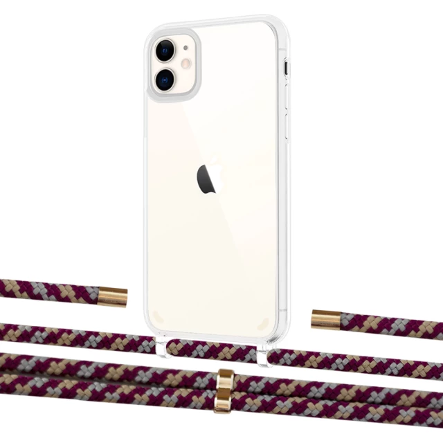 Чехол Upex Crossbody Protection Case для iPhone 11 Crystal with Aide Burgundy Camouflage and Cap Gold (UP102531)