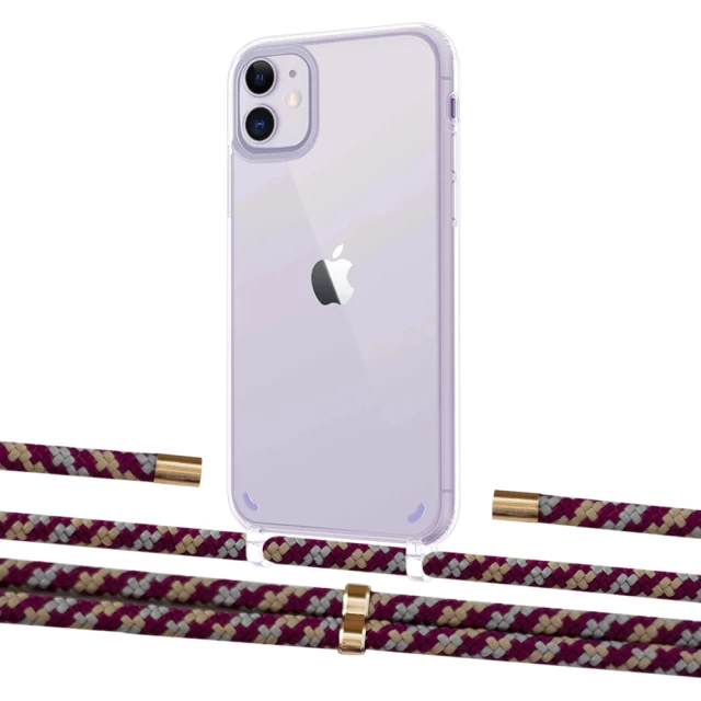 Чохол Upex Crossbody Protection Case для iPhone 11 Crystal with Aide Burgundy Camouflage and Cap Gold (UP102531)
