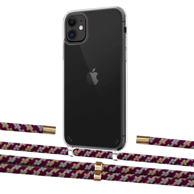 Чохол Upex Crossbody Protection Case для iPhone 11 Crystal with Aide Burgundy Camouflage and Cap Gold (UP102531)