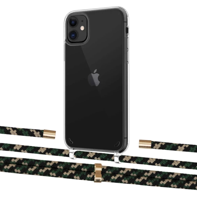 Чехол Upex Crossbody Protection Case для iPhone 11 Crystal with Aide Juniper Camouflage and Cap Gold (UP102532)