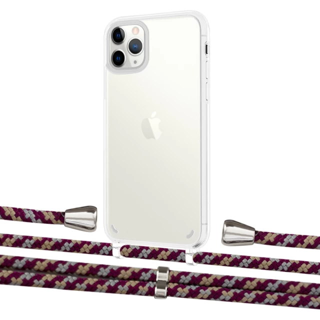 Чехол Upex Crossbody Protection Case для iPhone 11 Pro Crystal with Aide Burgundy Camouflage and Casquette Silver (UP102706)