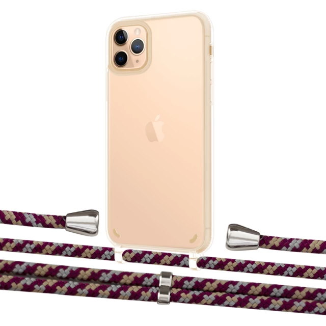Чехол Upex Crossbody Protection Case для iPhone 11 Pro Max Crystal with Aide Burgundy Camouflage and Casquette Silver (UP102986)