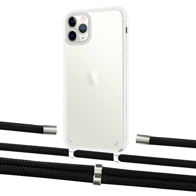 Чехол Upex Crossbody Protection Case для iPhone 11 Pro Max Crystal with Aide Black and Cap Silver (UP103031)