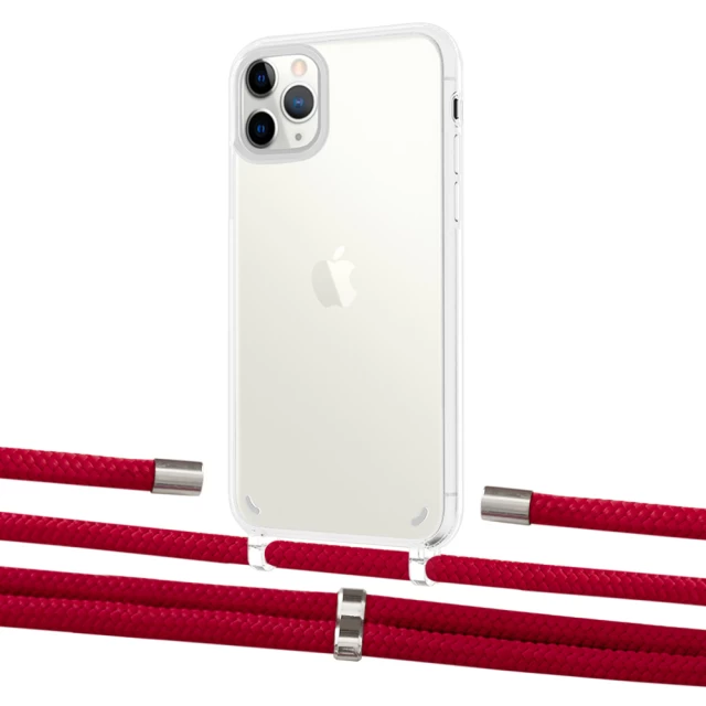 Чохол Upex Crossbody Protection Case для iPhone 11 Pro Max Crystal with Aide Red and Cap Silver (UP103032)