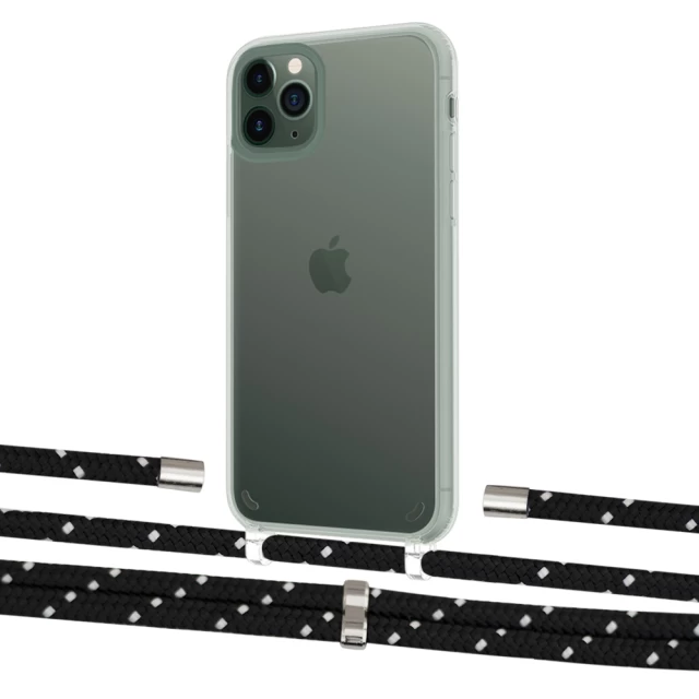Чохол Upex Crossbody Protection Case для iPhone 11 Pro Crystal with Aide Black Dots and Cap Silver (UP102770)