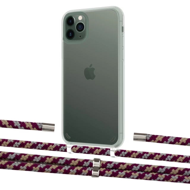 Чохол Upex Crossbody Protection Case для iPhone 11 Pro Max Crystal with Aide Burgundy Camouflage and Cap Silver (UP103056)
