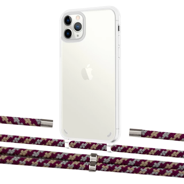 Чехол Upex Crossbody Protection Case для iPhone 11 Pro Crystal with Aide Burgundy Camouflage and Cap Silver (UP102776)